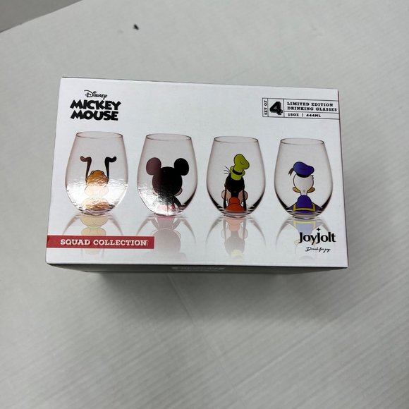 Mickey Mouse Disney Joyjolt 4 limited drinking glasses squad collection NEW - Picture 1 of 9